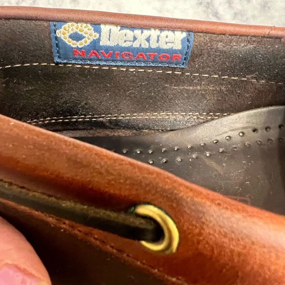 Dexter Navigator Leather Boat Shoes Mens 9 Brown Deck Shoes Preppy Coastal